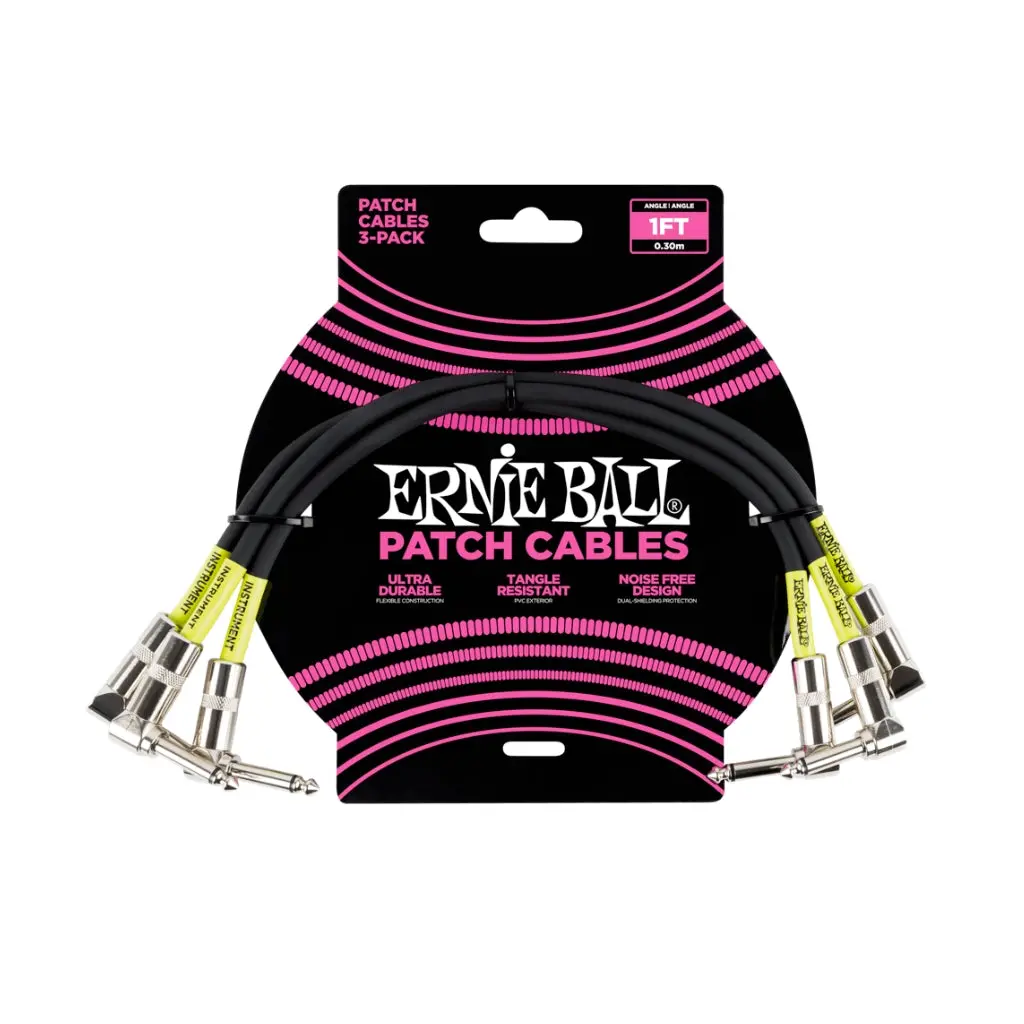Ernie Ball 30 Cm Angle / Angle Patch Cable 3 Pack, Black 1