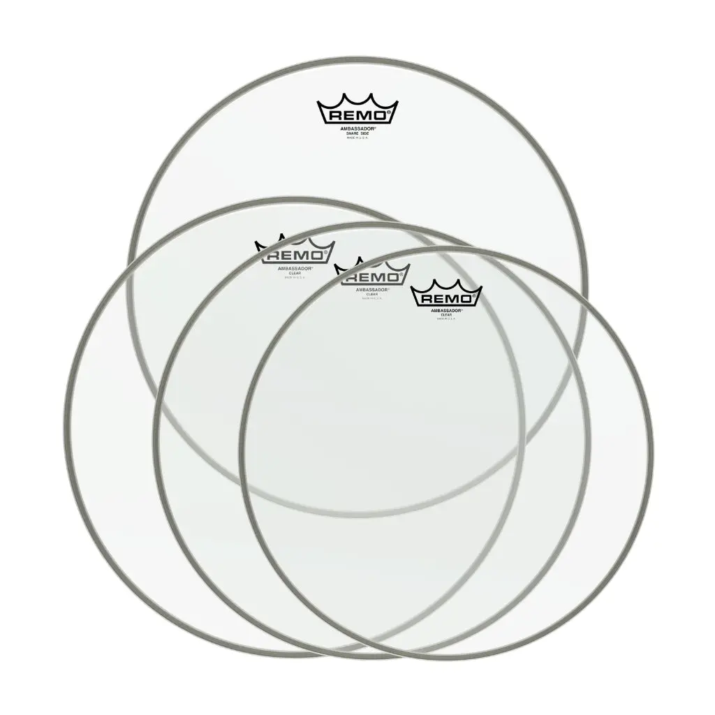 Remo Pro Pack Ambassador Clear 10" 12" 14" Free 14'' Sa Hazy Snare Side 1