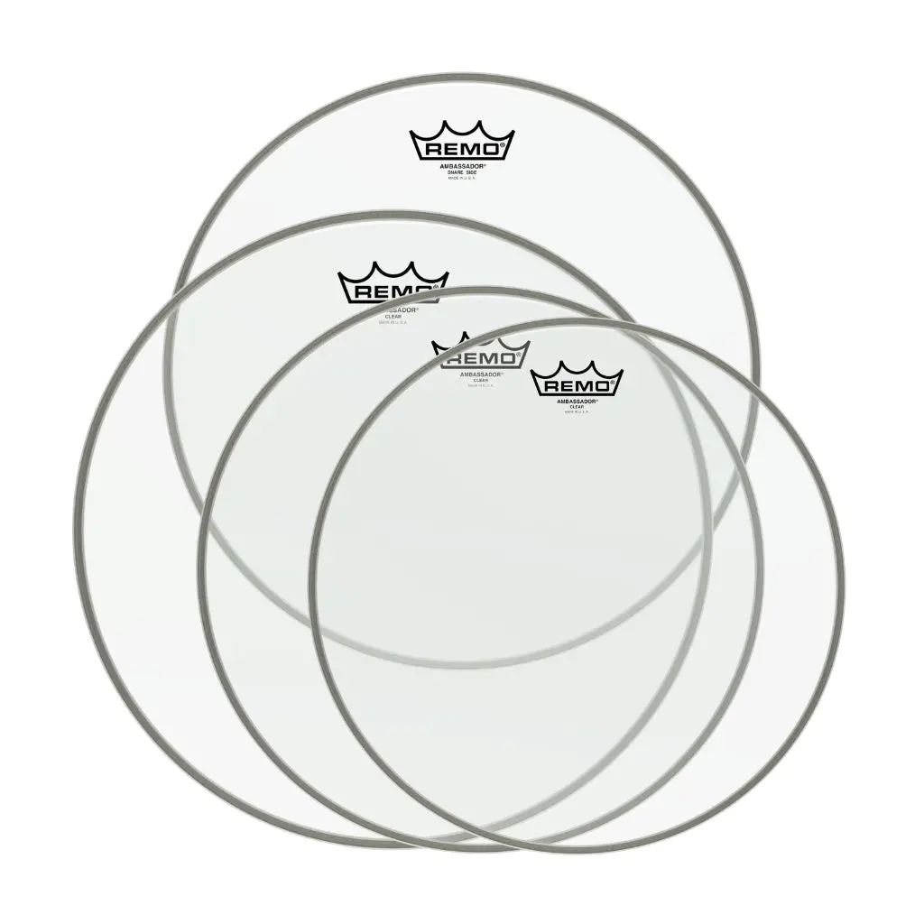 Remo Pro Pack Ambassador Clear 10" 12" 16" Free 14'' Sa Hazy Snare Side 1