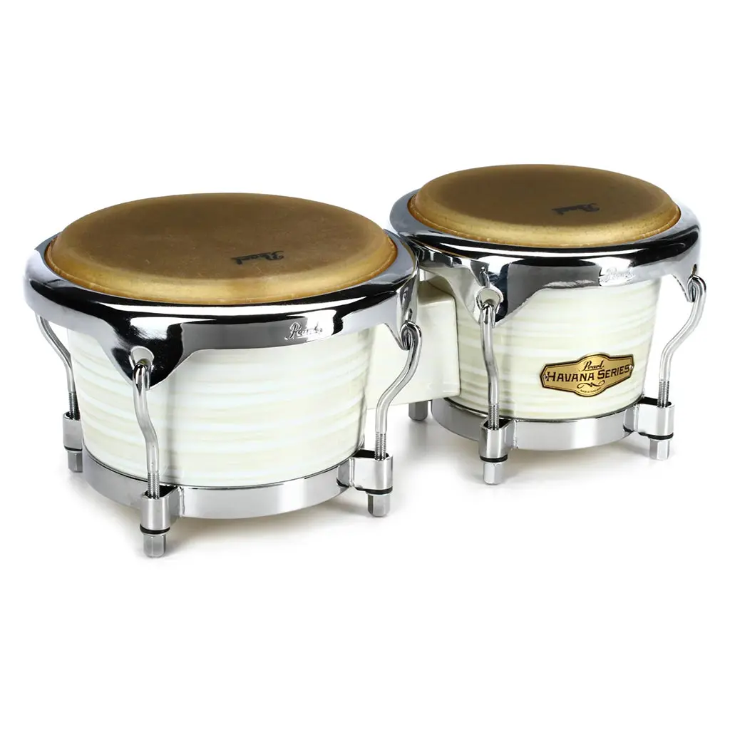 Pearl Big Belly Havana Series Fibre Bongos 7"+9" - Silver White Swirl 1