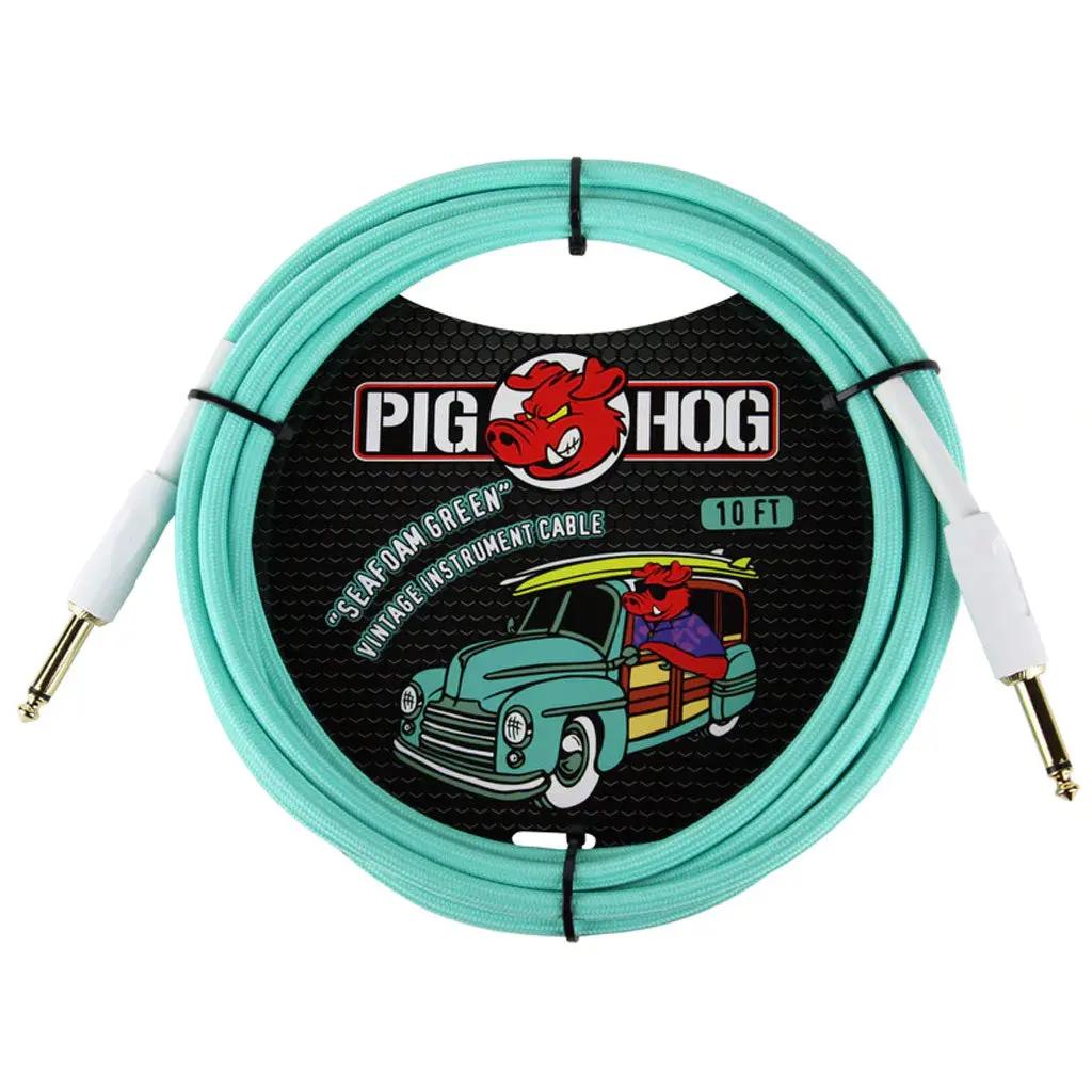 Pig Hog Instrument Cable 10' - Seafoam Green 1
