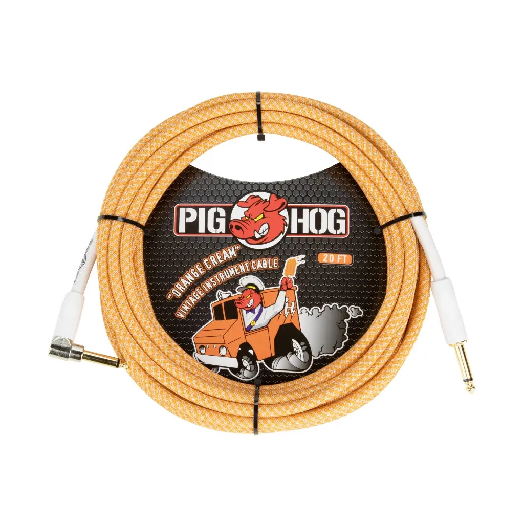 Pig Hog "Orange Crème 2.0" Instrument Cable, 20Ft. Right Angle 1