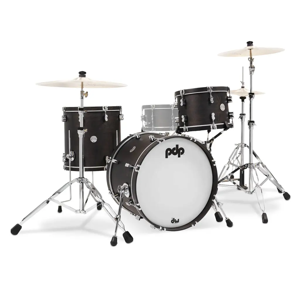 Pdp Concept Maple Classic 3-Piece Shell Pack With 20 Inch Kick - Ebony With Ebony Hoops 1