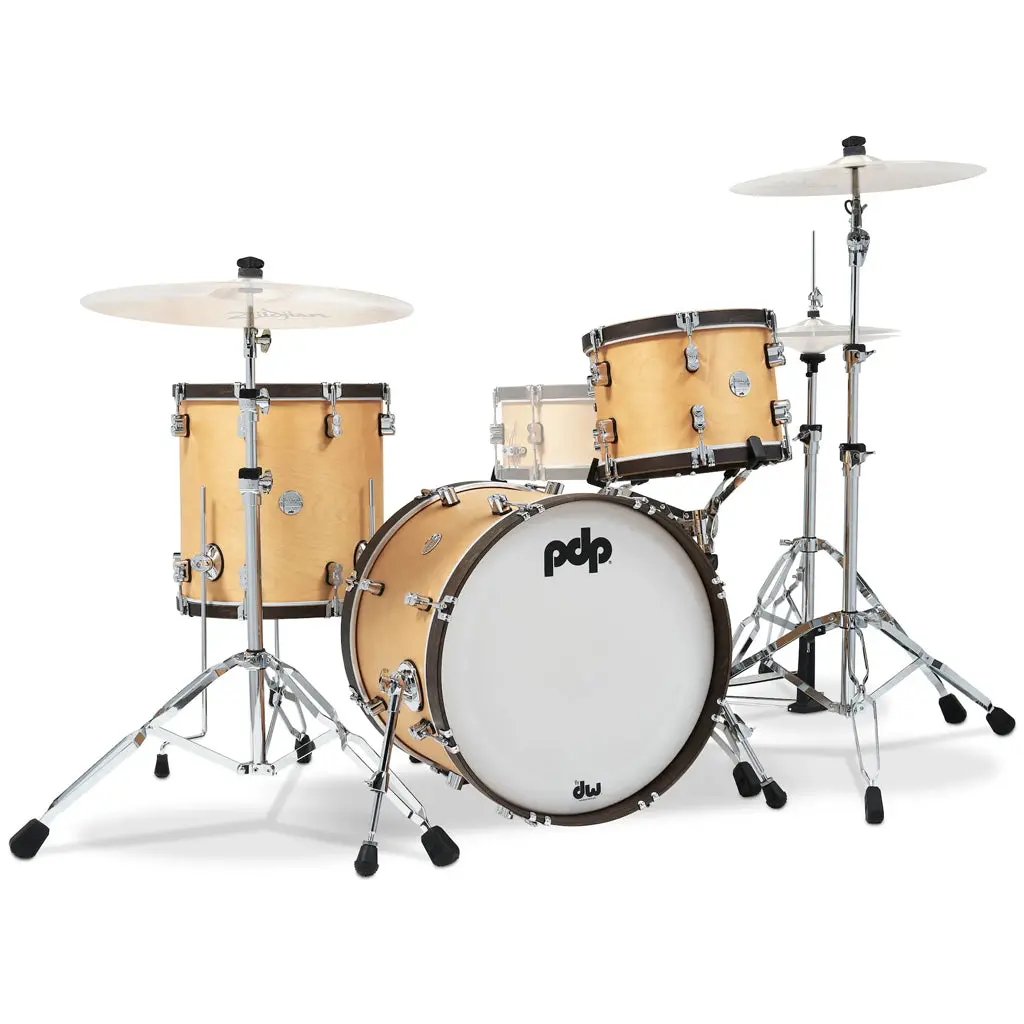 Pdp Concept Maple Classic 3-Piece Shell Pack With 20 Inch Kick - Natural With Walnut Hoops 1