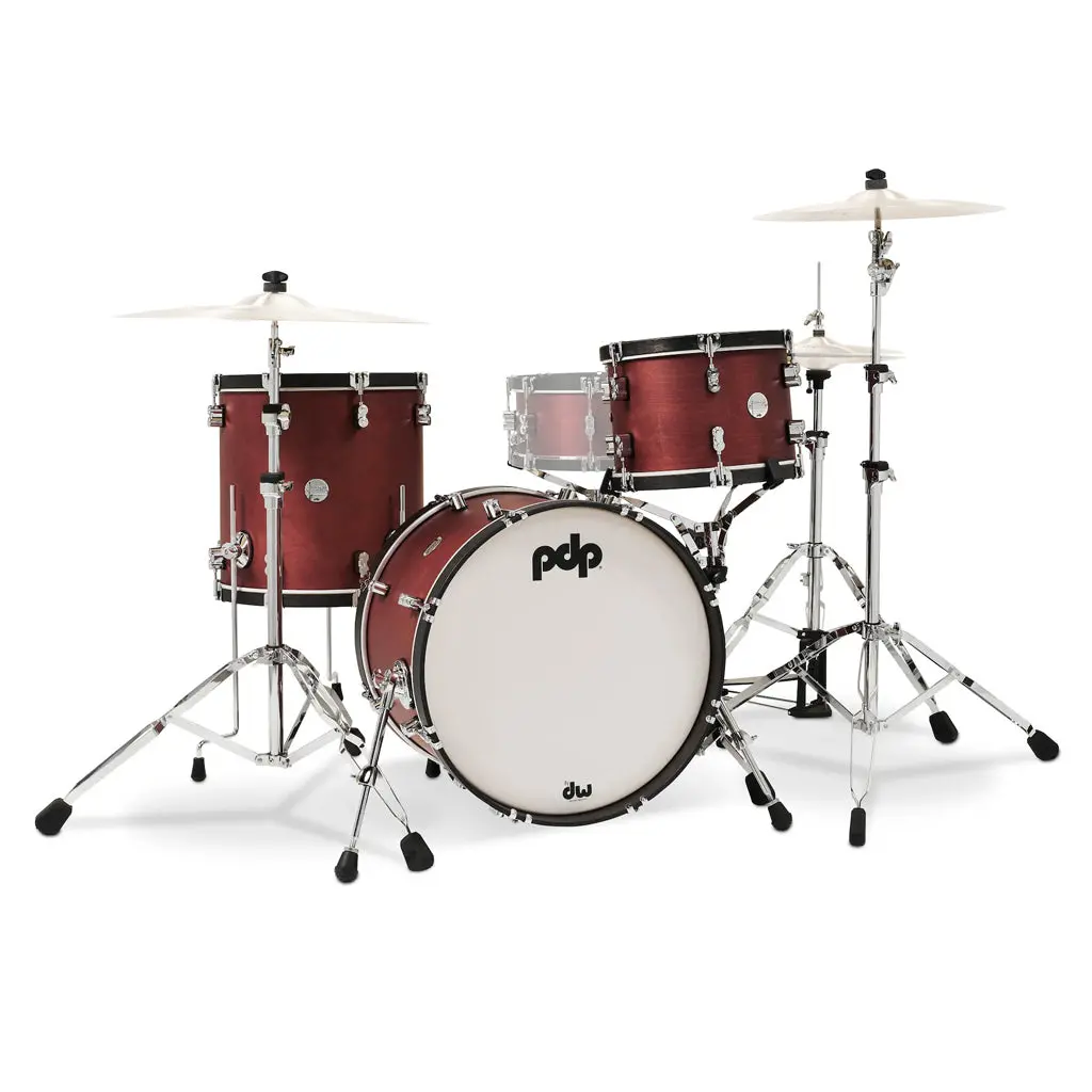 Pdp Concept Maple Classic 3-Piece Shell Pack With 20 Inch Kick - Oxblood With Ebony Hoops 1