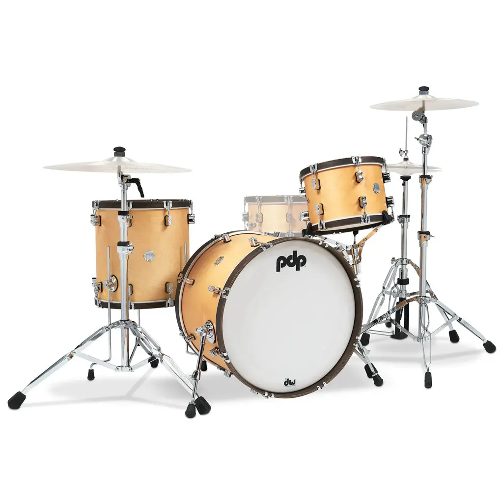 Pdp Concept Maple Classic 3-Piece Shell Pack With 22 Inch Kick - Natural With Walnut Hoops 1