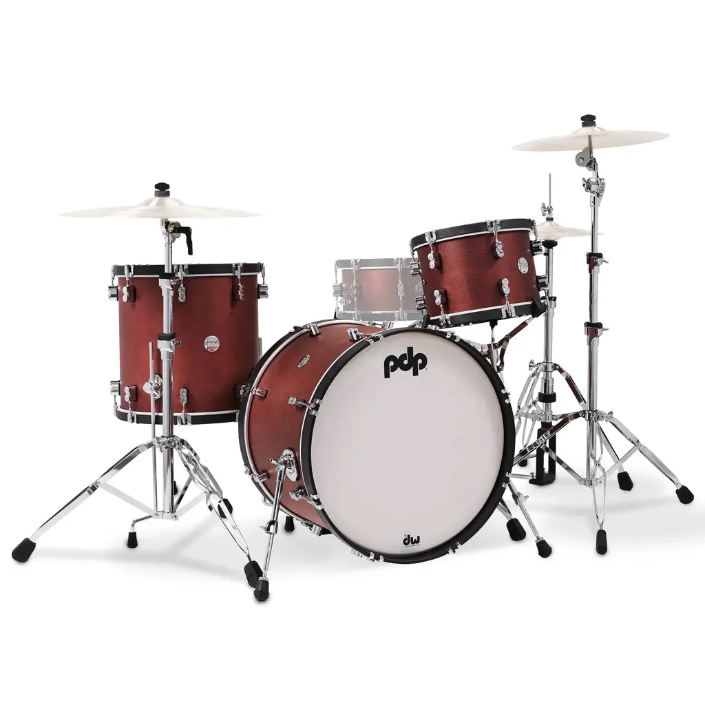 Pdp Concept Maple Classic 3-Piece Shell Pack With 22 Inch Kick - Oxblood With Ebony Hoops 1