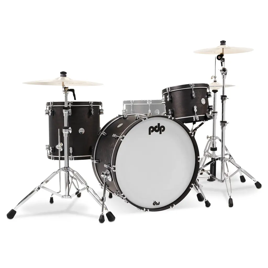 Pdp Concept Maple Classic 3-Piece Shell Pack With 24 Inch Kick - Ebony With Ebony Hoops 1
