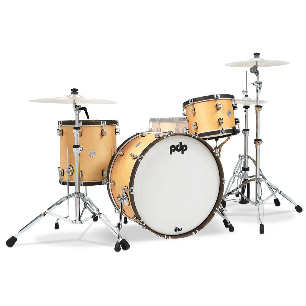 Pdp Concept Maple Classic 3-Piece Shell Pack With 24 Inch Kick - Natural With Walnut Hoops 1