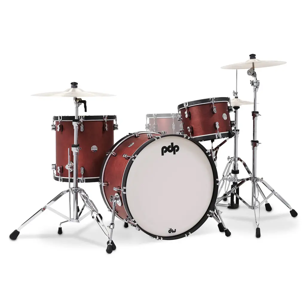 Pdp Concept Maple Classic 3-Piece Shell Pack With 24 Inch Kick - Oxblood With Ebony Hoops 1