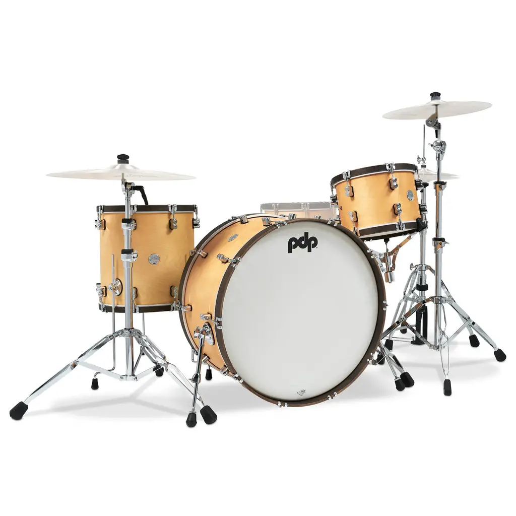 Pdp Concept Maple Classic 3-Piece Shell Pack With 26 Inch Kick - Natural With Walnut Hoops 1