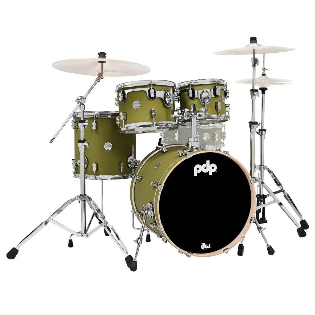 Pdp Concept Maple Classic 4-Piece Shell Pack With 20 Inch Kick - Satin Olive Finish Ply 1