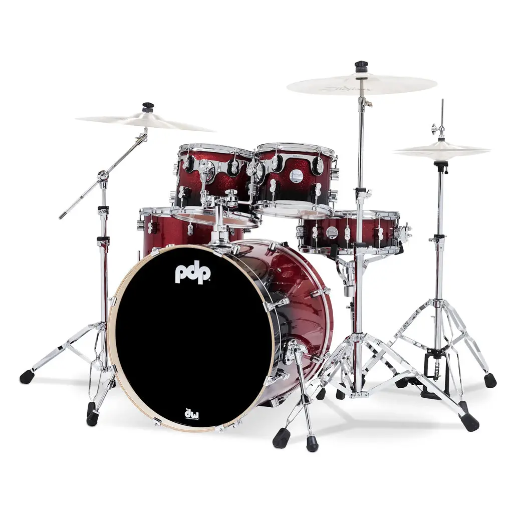 Pdp Concept Maple 5-Piece Shell Pack - Red To Black Sparkle Fade 1