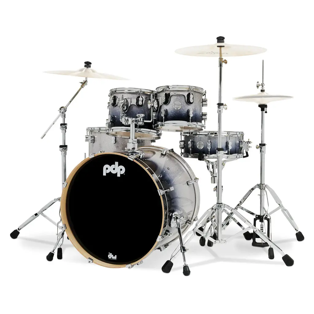 Pdp Concept Maple 5-Piece Shell Pack - Silver To Black Sparkle Fade 1