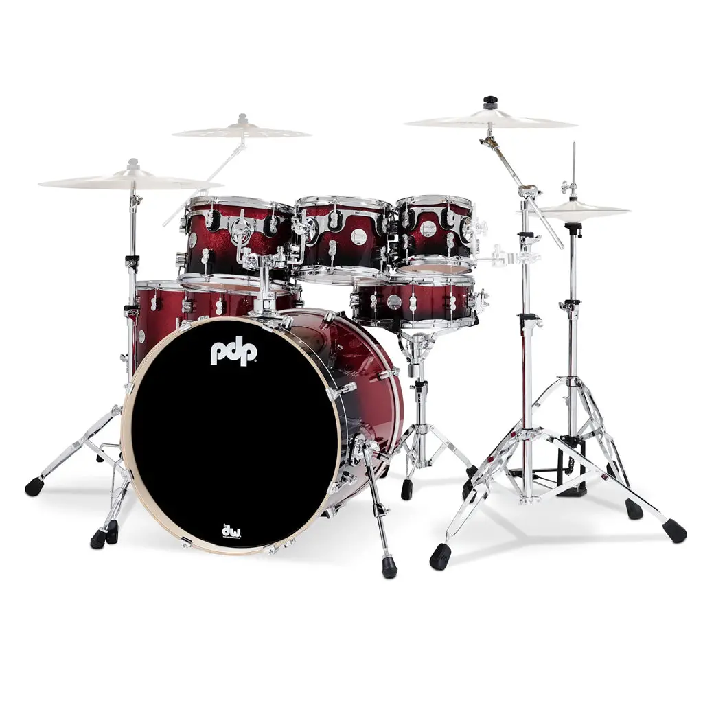Pdp Concept Maple 7-Piece Shell Pack - Red To Black Sparkle Fade 1