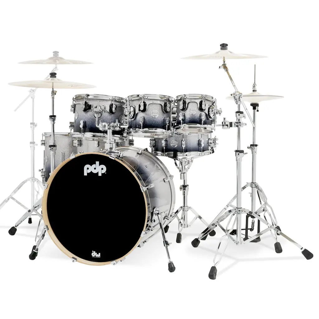 Pdp Concept Maple 7-Piece Shell Pack - Silver To Black Sparkle Fade 1