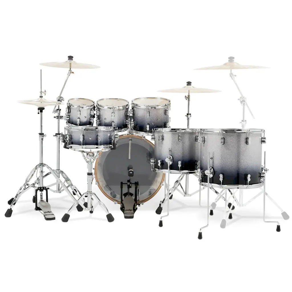 Pdp Concept Maple 7-Piece Shell Pack - Silver To Black Sparkle Fade 2