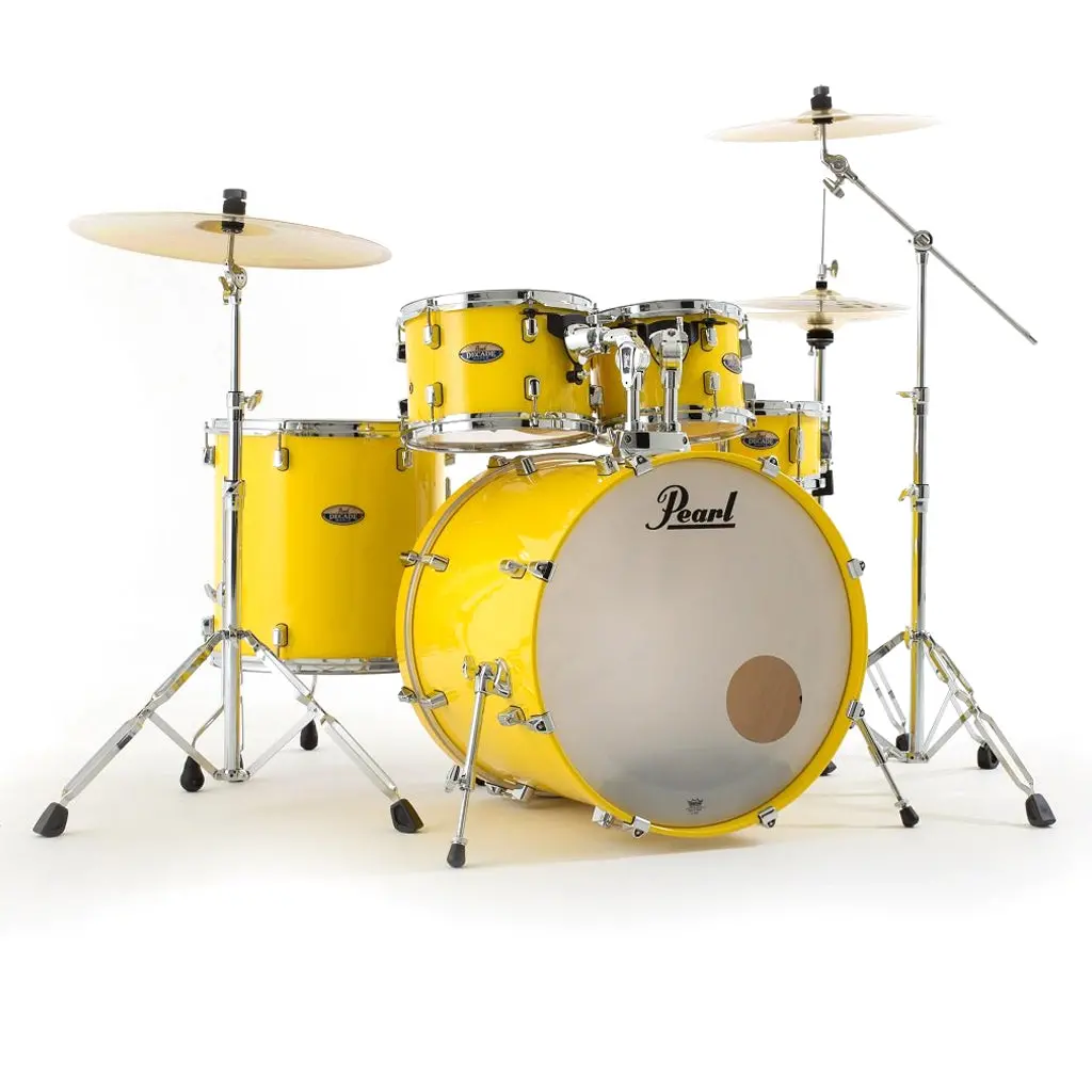 Pearl 22" Decade Maple 5-Piece Drum Kit Package With Zildjian Cymbals (S Series) & Hardware - Solid Yellow 1