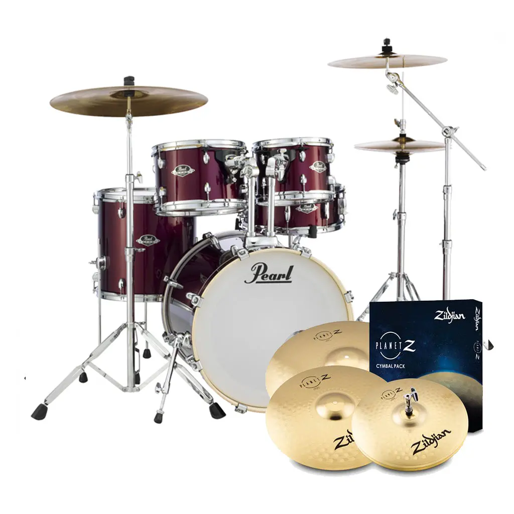 Pearl Export 22" Exx Fusion Plus Drum Kit Package With Zildjian Cymbals & Hardware - Burgundy 1