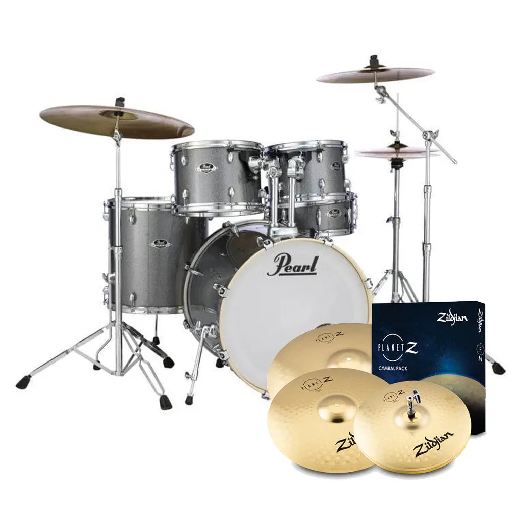 Pearl Export 20" Exx  Fusion Plus Drum Kit Package With Zildjian Cymbals & Hardware - Grindstone Sparkle 1