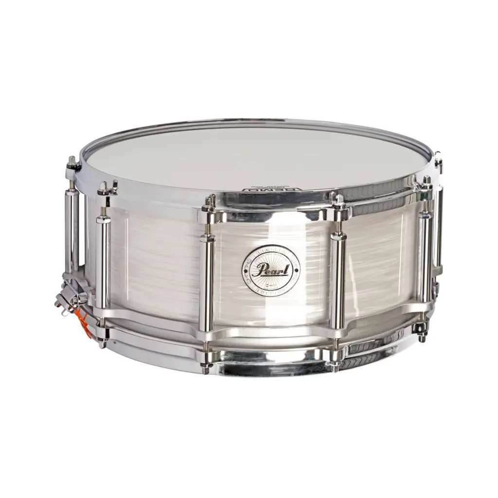 Pearl 14"X6.5" 75Th Anniversary President Series Free Floater Phenolic Snare Drum - Pearl White Oyster 1