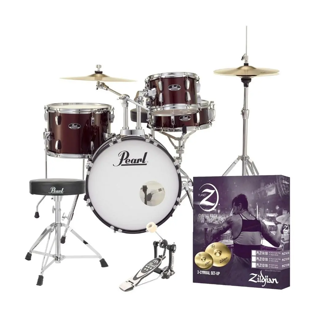 Pearl Roadshow X 18" 4-Piece Drum Kit Package With Zildjian Cymbals & Hardware - Wine Red 1