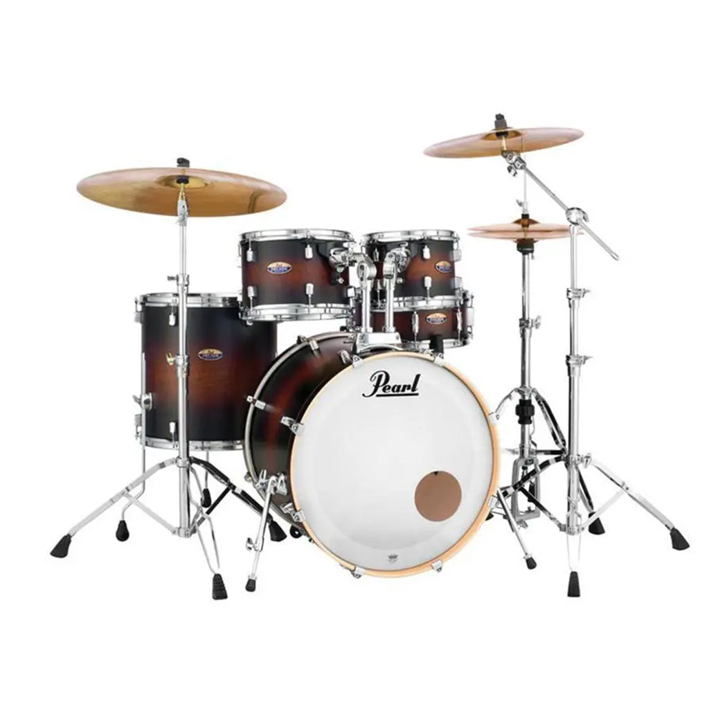Pearl 22" Decade Maple 5-Piece Drum Kit Package With Zildjian Cymbals (S Series) & Hardware - Satin Brown Burst 1
