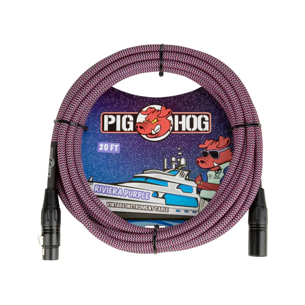 Pig Hog Woven Xlr Mic Cable - Riviera Purple, 20Ft 1