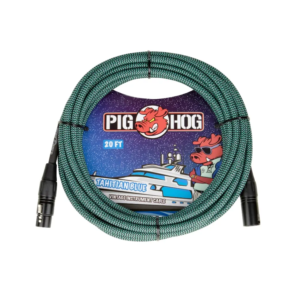 Pig Hog  Woven Xlr Mic Cable - Tahitian Blue, 20Ft 1