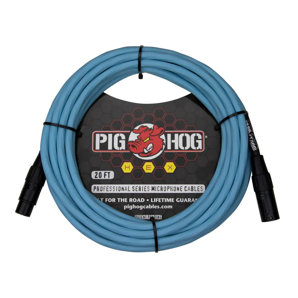 Pig Hog Hex Series Microphone Cable - Daphne Blue, 20Ft 1