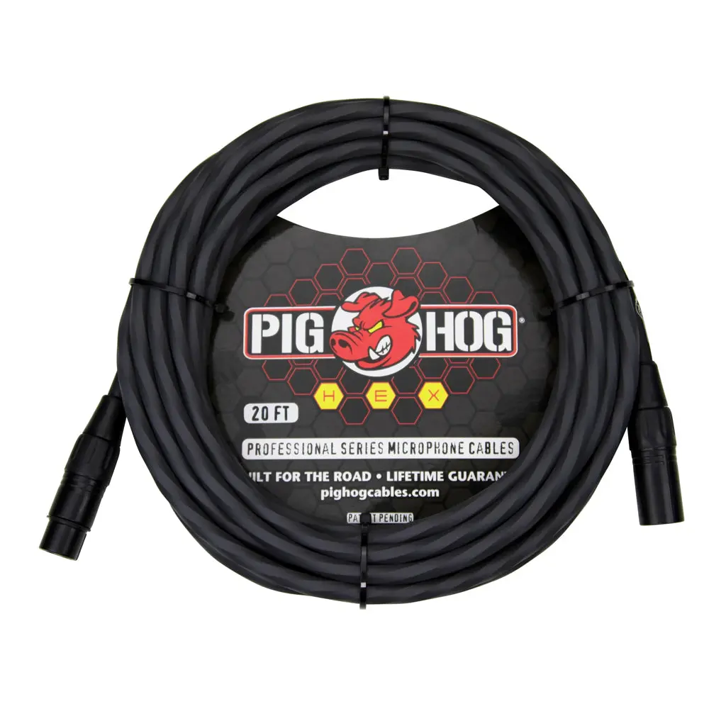 Pig Hog Hex Series Microphone Cable - Grey, 20Ft 1