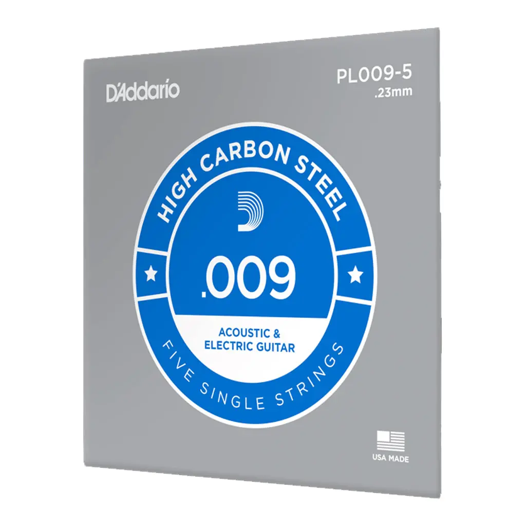 D'addario - Pl009 5 Pack - Single Plain Steel .009 String - Electric/Acoustic Guitar Strings 1