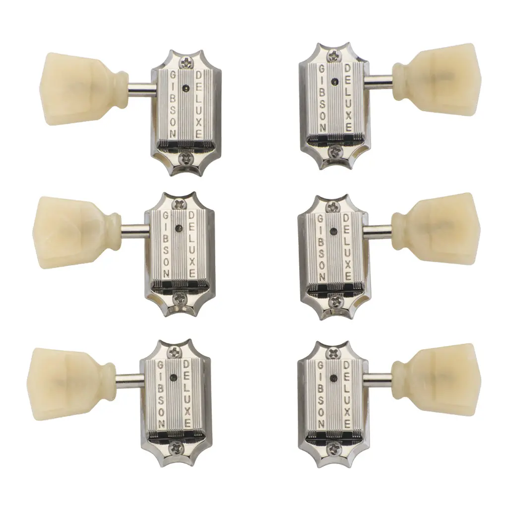 Gibson Deluxe Yellow Key Tuner Set Nickel Finish 1