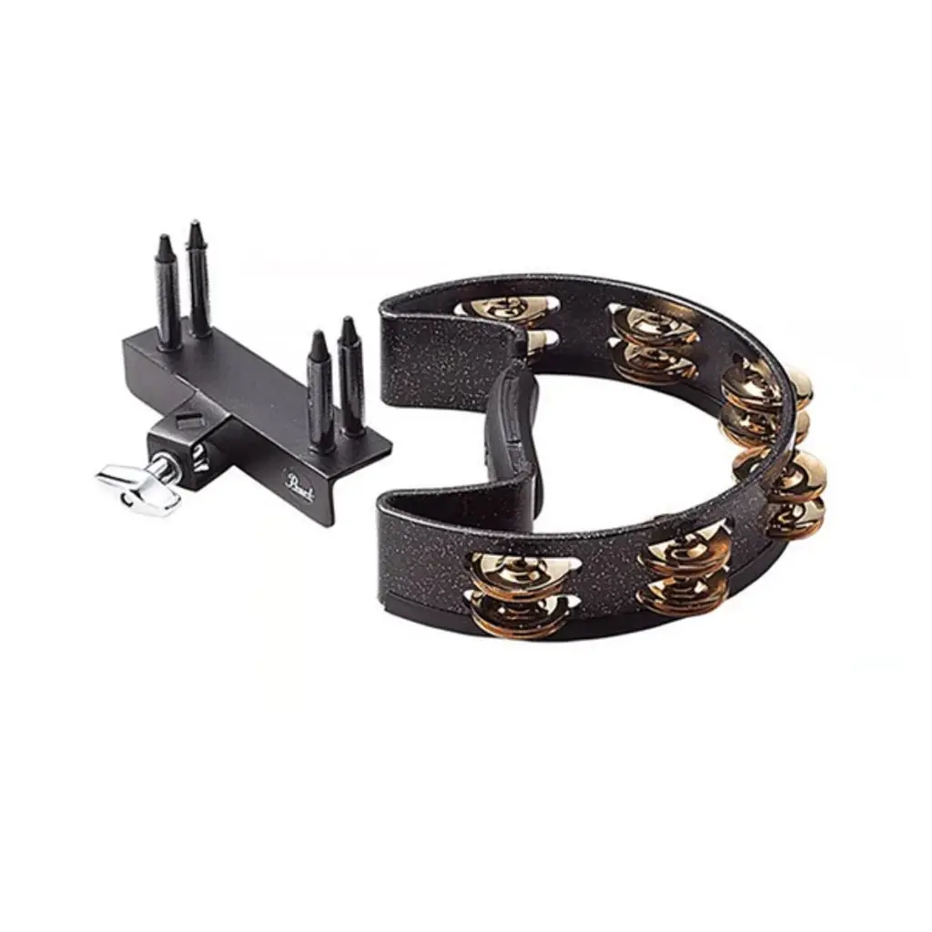 Pearl Quick Draw Tambourine Gold Jingles With Quickmount Holder - X Model 1