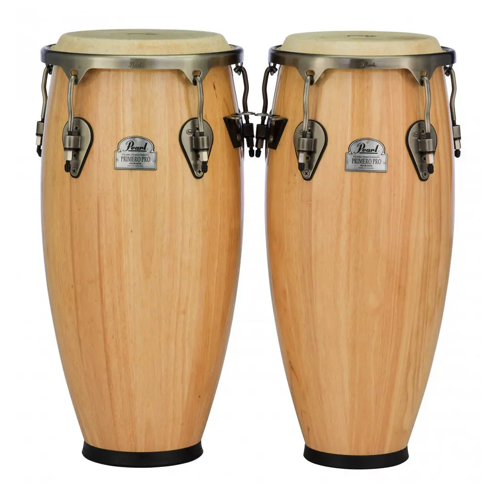 Pearl Primero Pro Series Wood Conga Set 10"+11" W/ Stands - Natural 1