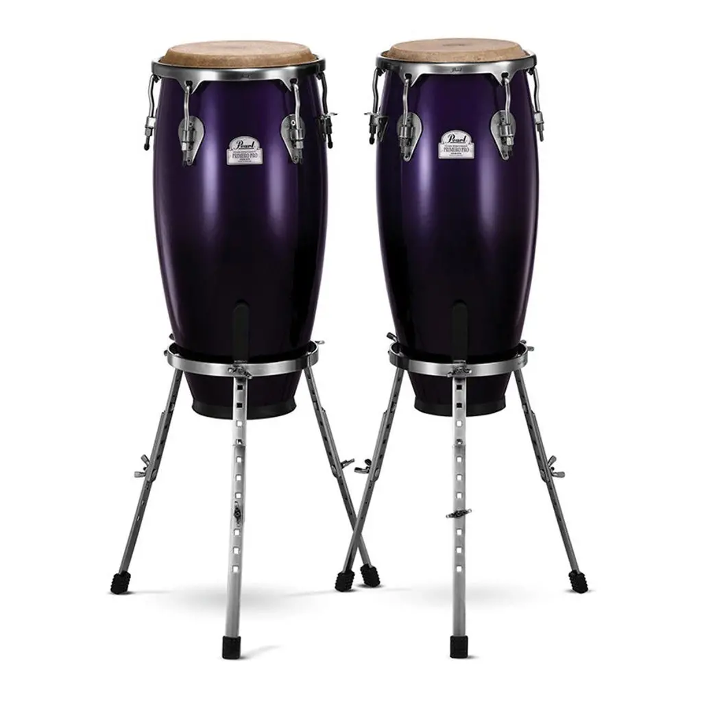 Pearl Primero Pro Series Oak Conga Set 10"+11" W/ Stands - Midnight Fade 1