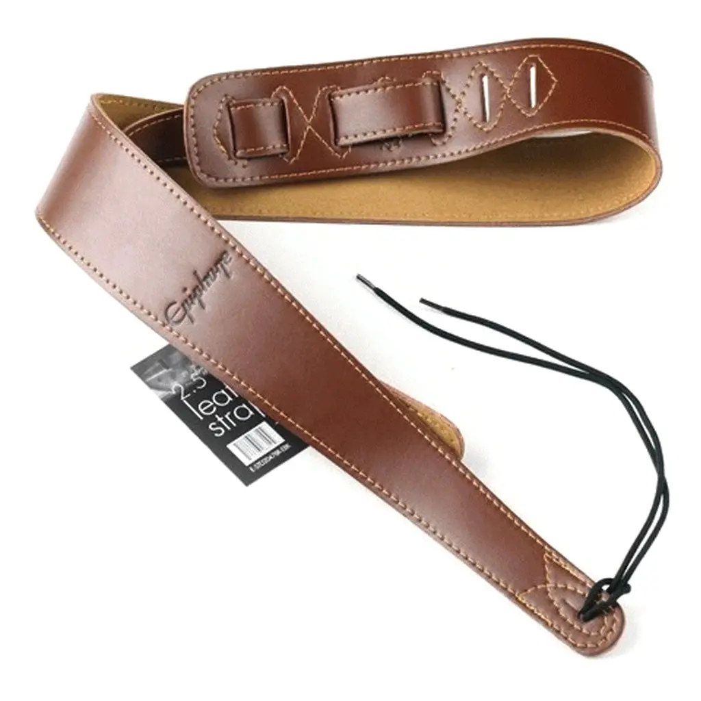 Epiphone Premium Leather Guitar Strap Brown 1