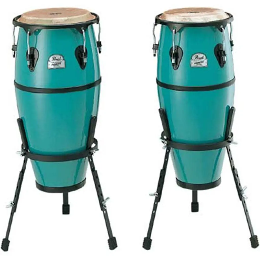 Pearl Primero Series Fiber Conga Set 10"+ 11" W/ Stands - Deco Blue 1