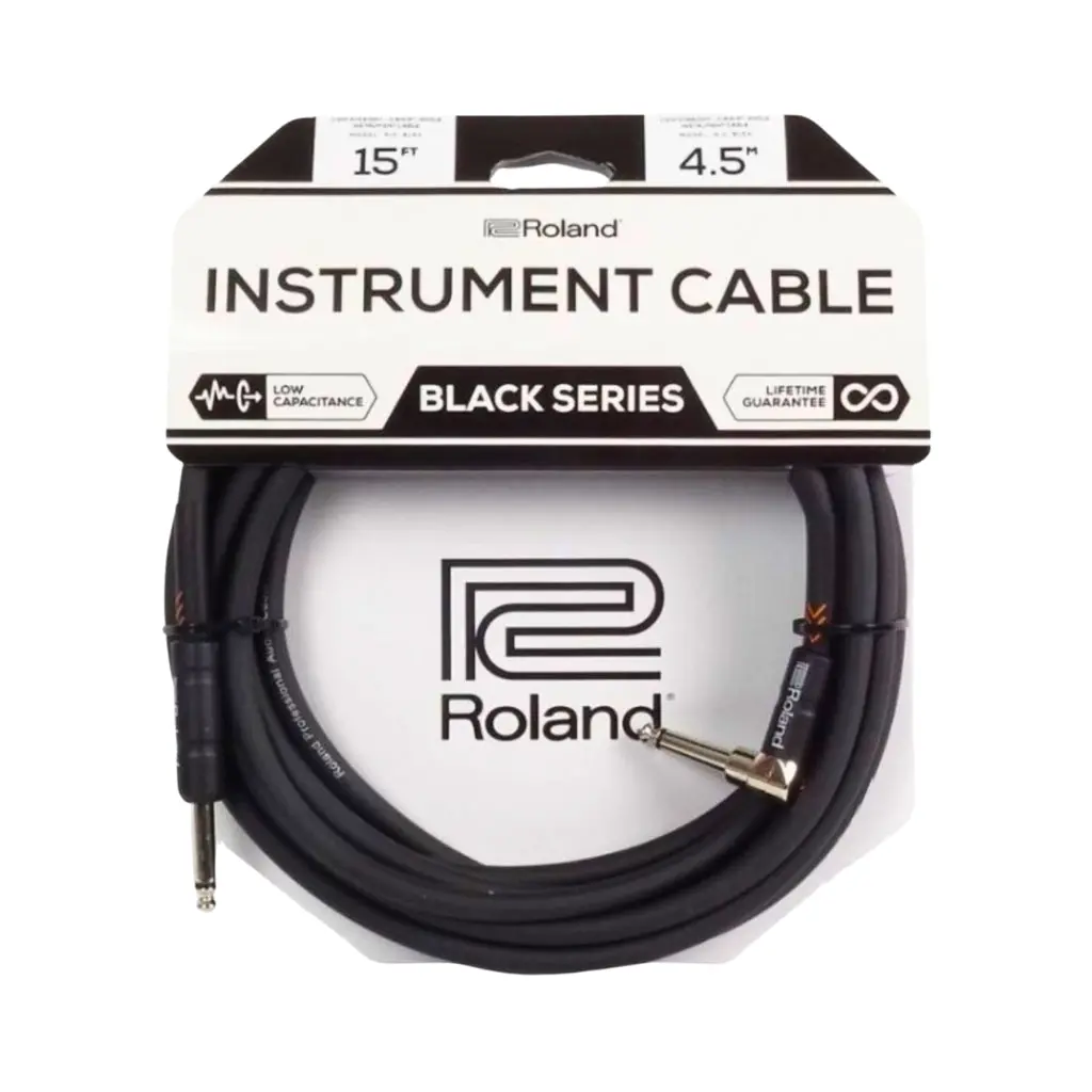 Roland Ric-B15a Straight To Right-Angle 1/4-Inch Gold Series Instrument Cable 15Ft 1