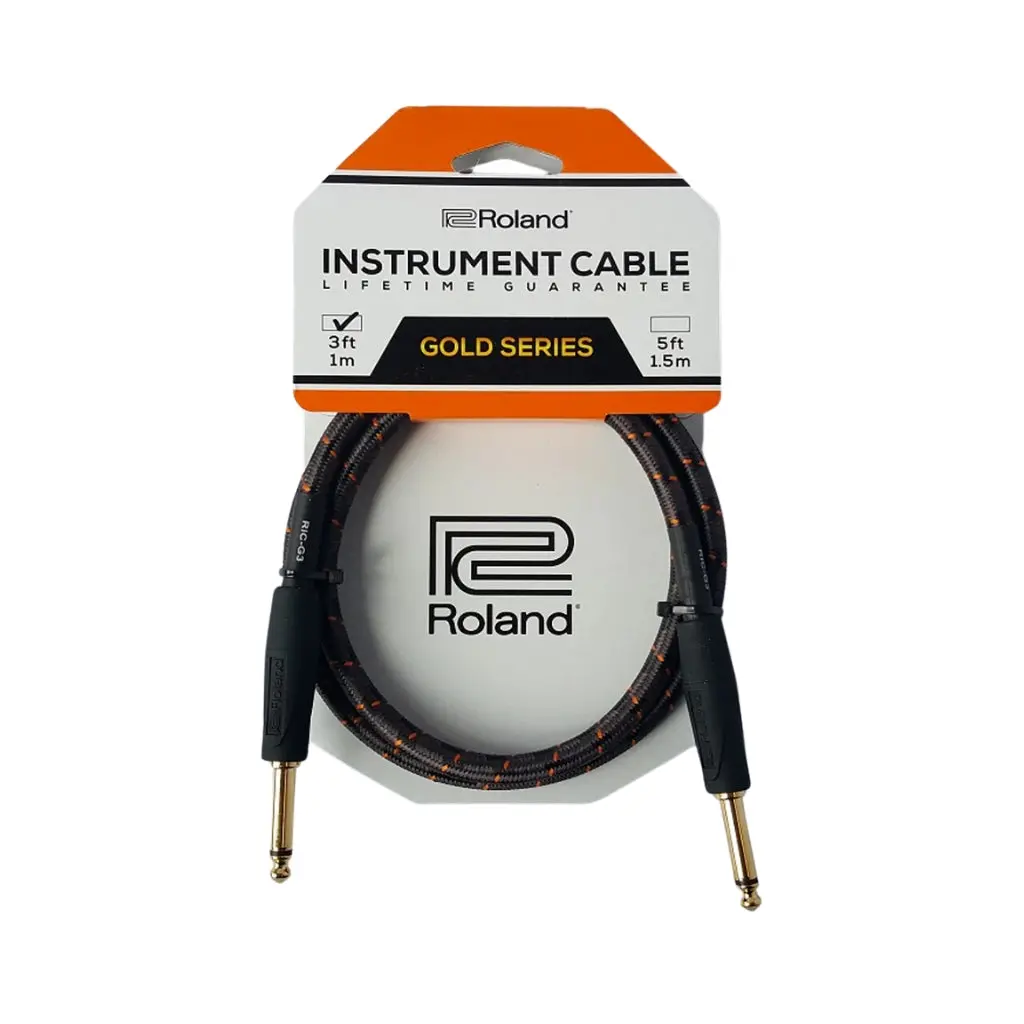 Roland Ric-G3 Straight 1/4-Inch Gold Series Instrument Cable 3Ft 1