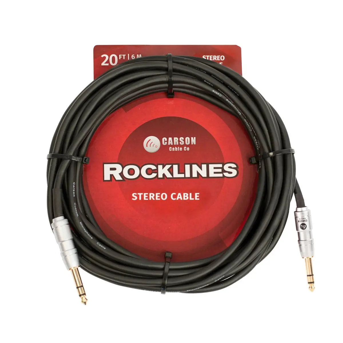 Carson Rocklines Trs To Trs Stereo Instrument Cable 20Ft 1