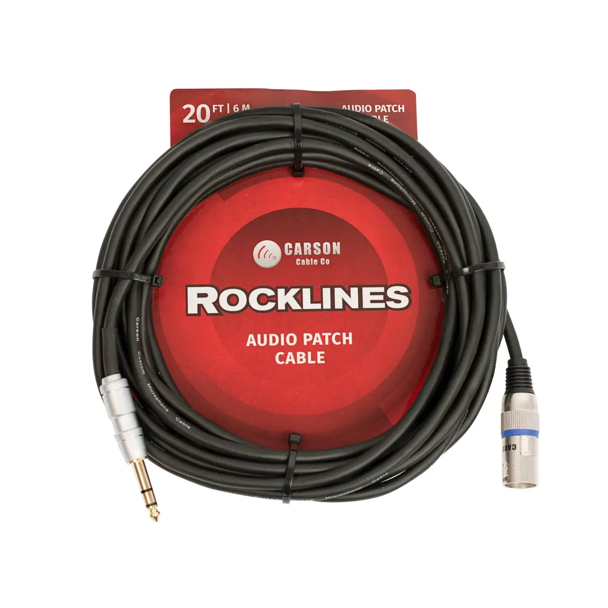 Carson Rocklines 20Ft/6M Balanced Trs-Male Xlr Cable 1