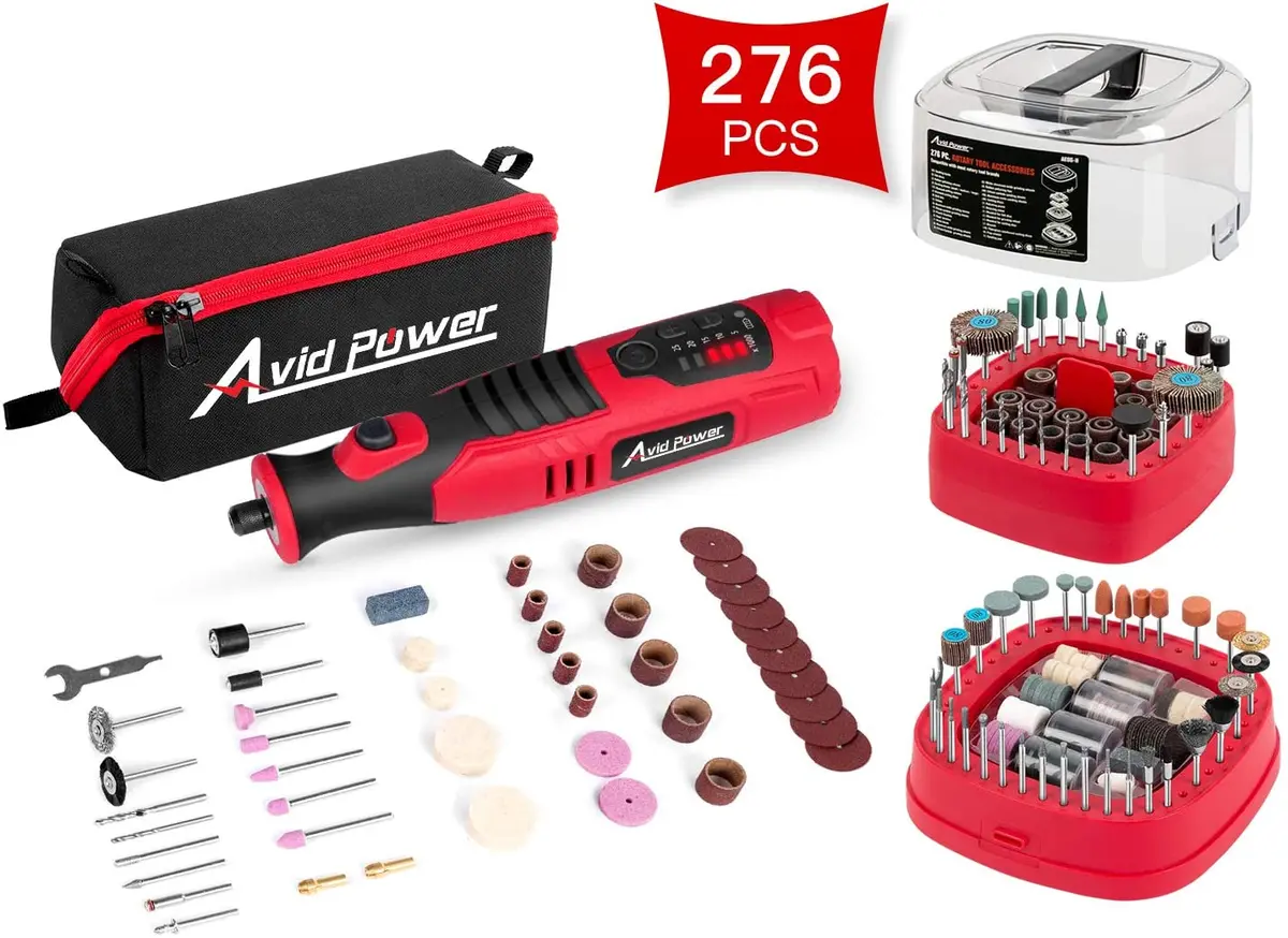Avid Power Cordless Rotary Tool 8V 2.0 Ah Li-Ion Battery Bundle With 276 Pcs Rotary Tool Accessories Kit 1