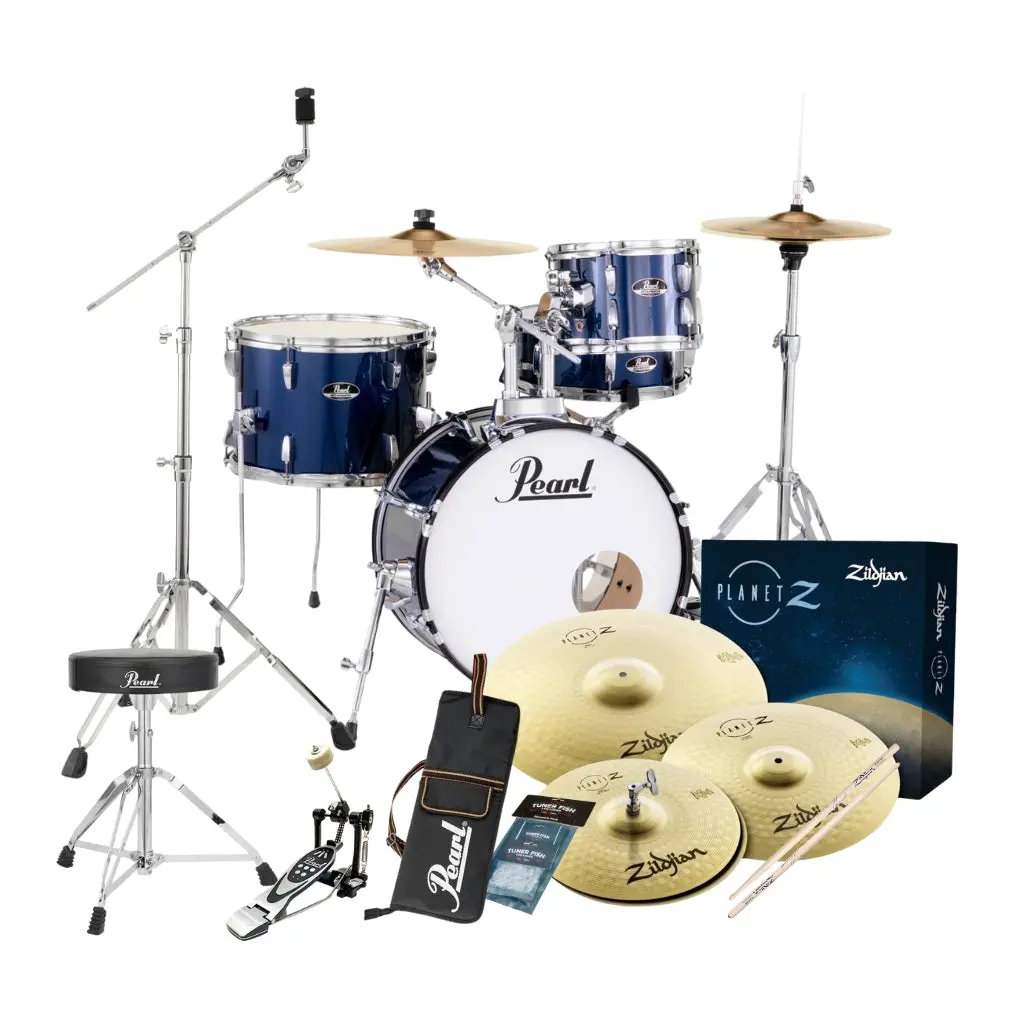 Pearl Roadshow X 18" 4-Piece Drum Kit Package With Zildjian Cymbals & Hardware - Royal Blue Metallic 1