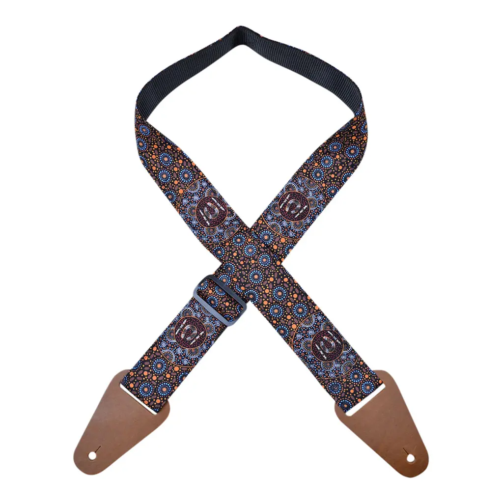 Colonial Leather - Aboriginal Art Guitar Strap – Water Collecting 1
