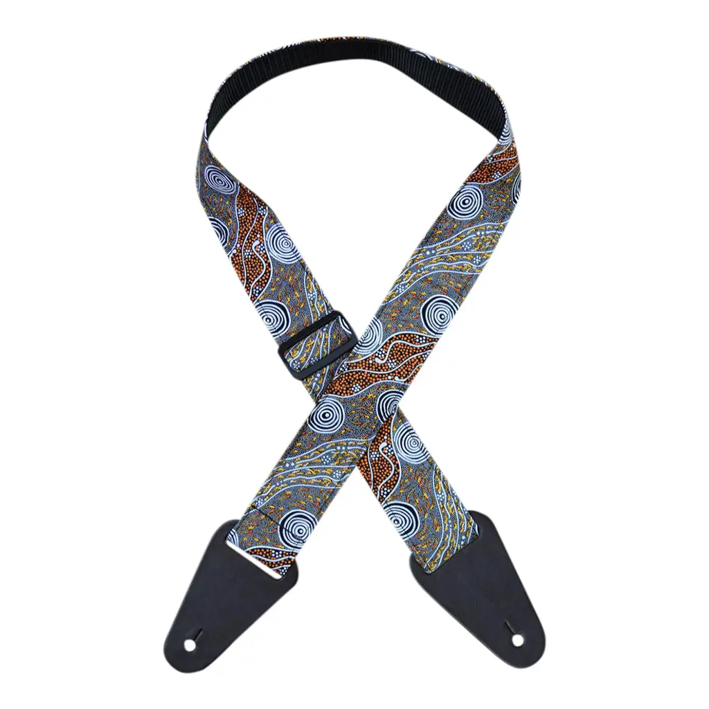 Colonial Leather - Aboriginal Art Guitar Strap – Bush Camp 1