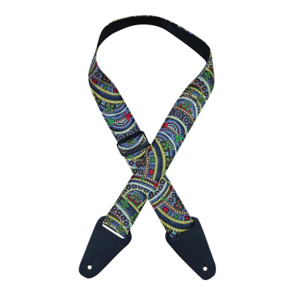 Colonial Leather - Aboriginal Art Guitar Strap – Butterflies Circle Of Life 1