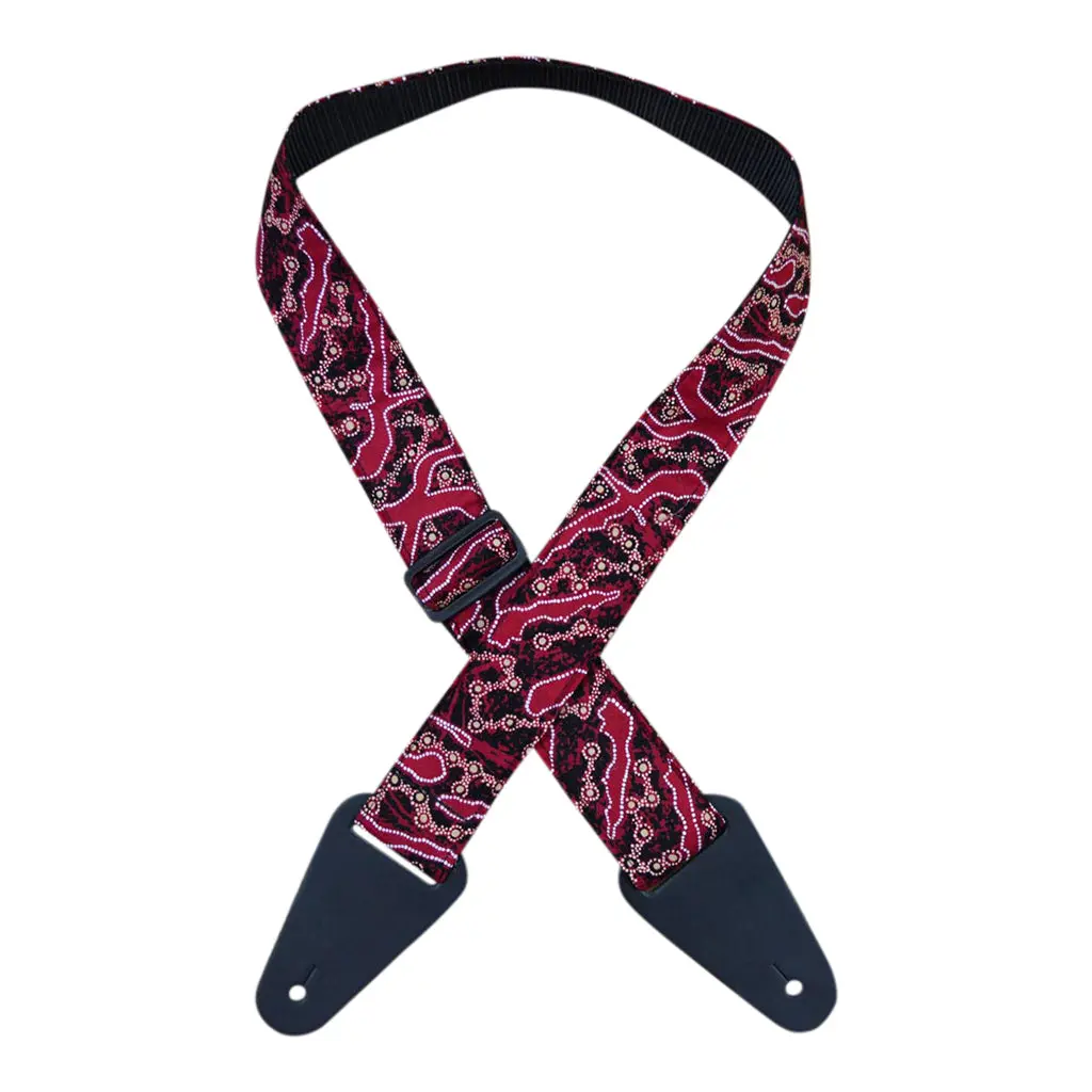 Colonial Leather - Aboriginal Art Guitar Strap – Yellow Bush Plum 1