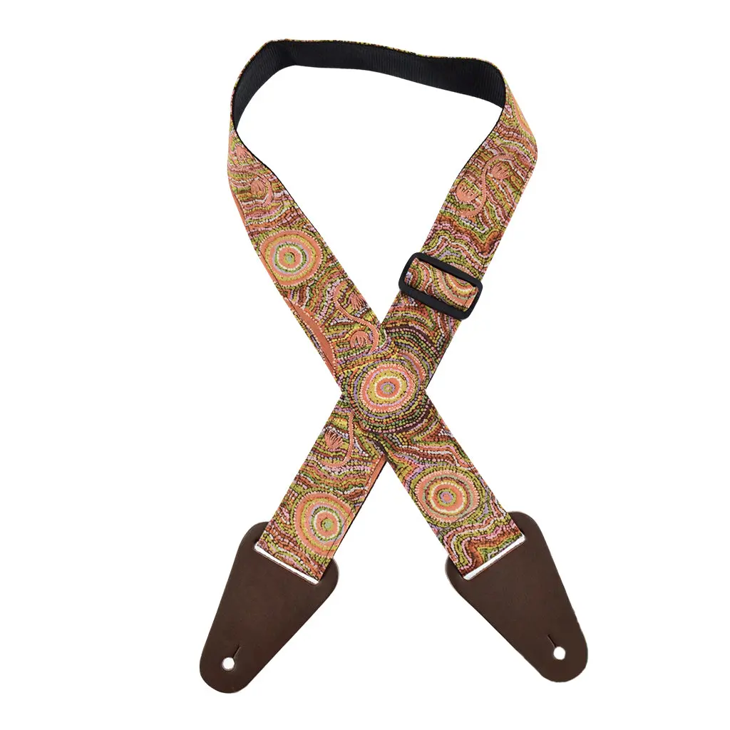 Colonial Leather Aboriginal Art Rag Strap - Warlu Goanna Dreaming 1