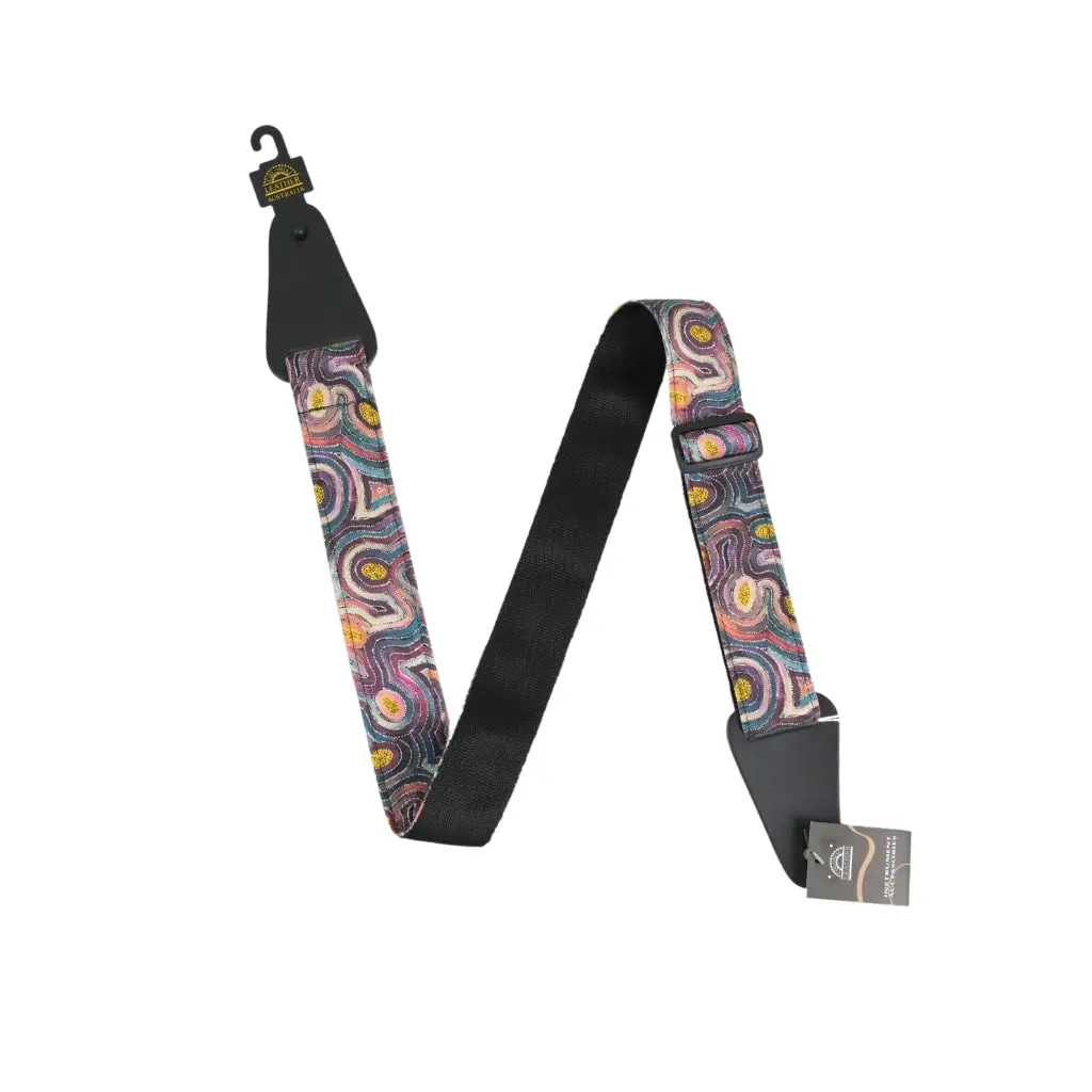 Colonial Leather - Aboriginal Art Rag Strap - Bush Potato Dreaming 1